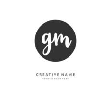 g m gm första brev handstil och signatur logotyp. en begrepp handstil första logotyp med mall element. vektor