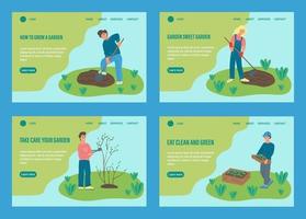 Menschen Garten Landing Page Set vektor