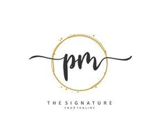 p m Uhr Initiale Brief Handschrift und Unterschrift Logo. ein Konzept Handschrift Initiale Logo mit Vorlage Element. vektor