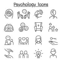 psykologi ikonuppsättning i tunn linje stil vektor