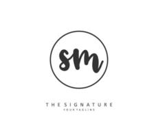 s m sm första brev handstil och signatur logotyp. en begrepp handstil första logotyp med mall element. vektor