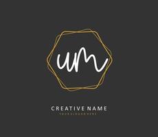 u m Äh Initiale Brief Handschrift und Unterschrift Logo. ein Konzept Handschrift Initiale Logo mit Vorlage Element. vektor