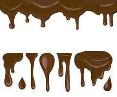 einstellen von tropft Schokolade geschmolzen isoliert auf Weiß Hintergrund