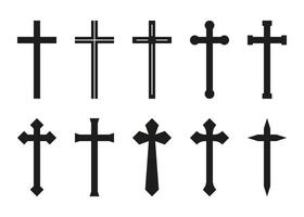 korsa svart form silhuett. traditionell religion symbol. kyrka tecken korsa. vektor illustration