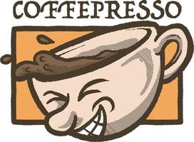 kaffe kopp logotyp med retro stil vektor