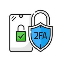 2fa zwei Faktor Nachprüfung Symbol, Sicherheit Code vektor