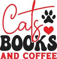 Katzen Bücher und Kaffee vektor