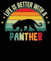 Grafik T-Shirt Design, wild Leben Slogan mit Panther Kopf, Vektor Illustration zum T-Shirt.