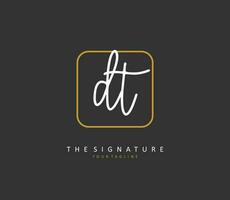 d t dt första brev handstil och signatur logotyp. en begrepp handstil första logotyp med mall element. vektor