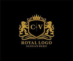Initial CV Letter Lion Royal Luxury Logo Vorlage in Vektorgrafiken für Restaurant, Lizenzgebühren, Boutique, Café, Hotel, Heraldik, Schmuck, Mode und andere Vektorillustrationen. vektor