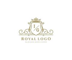 Initiale ich G Brief luxuriös Marke Logo Vorlage, zum Restaurant, Königtum, Boutique, Cafe, Hotel, heraldisch, Schmuck, Mode und andere Vektor Illustration.