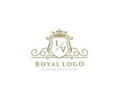 Initiale iv Brief luxuriös Marke Logo Vorlage, zum Restaurant, Königtum, Boutique, Cafe, Hotel, heraldisch, Schmuck, Mode und andere Vektor Illustration.