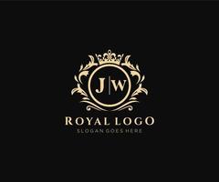 Initiale jw Brief luxuriös Marke Logo Vorlage, zum Restaurant, Königtum, Boutique, Cafe, Hotel, heraldisch, Schmuck, Mode und andere Vektor Illustration.