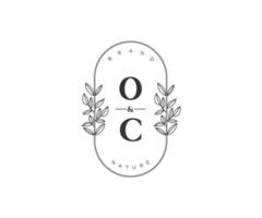 första oc brev skön blommig feminin redigerbar förhandsgjord monoline logotyp lämplig för spa salong hud hår skönhet boutique och kosmetisk företag. vektor