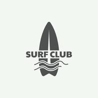 surfingbräda årgång logotyp mall. vektor