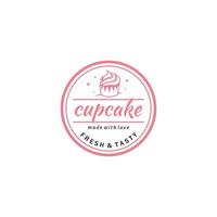 Cupcake Vektor Logo Vorlage. Logo zum Kuchen Geschäft, Aufkleber, Etikett, usw.