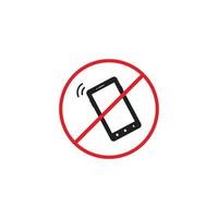 Nej telefon logotyp mall. mobiltelefon använda sig av förbud ikon. vektor tyst läge.
