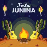 junina festa firande på natten vektor