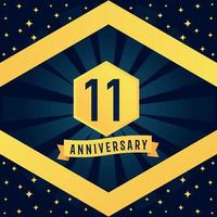 11 Jahr Jahrestag Logo Design mit Blau Twist Unendlichkeit mehrere Linie Design im Gelb Farbe Rand Vorlage Vektor Illustration