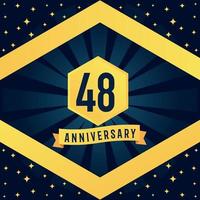 48 Jahr Jahrestag Logo Design mit Blau Twist Unendlichkeit mehrere Linie Design im Gelb Farbe Rand Vorlage Vektor Illustration