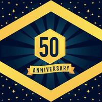 50 Jahr Jahrestag Logo Design mit Blau Twist Unendlichkeit mehrere Linie Design im Gelb Farbe Rand Vorlage Vektor Illustration