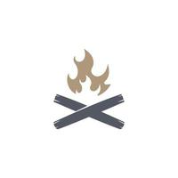 Logo Vorlage Verbrennung Lagerfeuer mit Kreuzung Wald. vektor