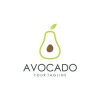 natürlich frisch Avocado Obst Logo Vorlage. Vektor Illustration von Hälfte Avocado Obst mit Blätter.