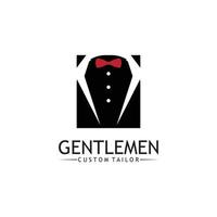 smoking kostym logotyp mall med rosett slips för herr- mode. vektor