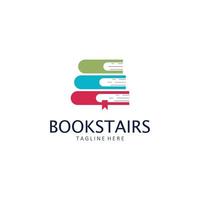 Stapel von Bücher oder Buch Treppe Logo Vorlage. vektor