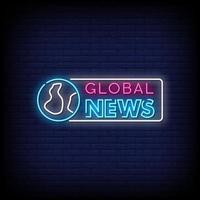 globala nyheter neonskyltar stil text vektor