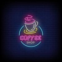 Coffeeshop Leuchtreklamen Stil Text Vektor