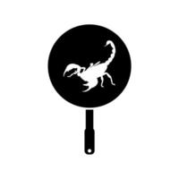 scorpion på de panorera silhuett för bisarr eller extrem eller exotisk mat, traditionell mat i asiatisk Land, kulinariska tecken för ikon symbol, appar, piktogram, logotyp, hemsida, eller grafisk design element vektor