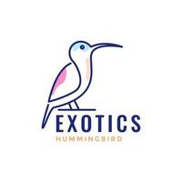 exotiska fågel kolibri lång näbb linje konst modern minimal logotyp design vektor