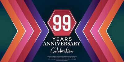 99 år årsdag firande design med lyx abstrakt Färg stil på lyx svart backgroun vektor