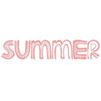 stilisiert Inschrift Sommer- im ein sanft Rosa Farbe auf ein Weiß Hintergrund. Vektor mit Muster Elemente