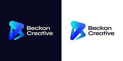 kreativ och vibrerande brev b logotyp design med blå lutning begrepp. b logotyp med blandning stil vektor