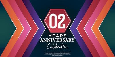 02 år årsdag firande design med lyx abstrakt Färg stil på lyx svart backgroun vektor