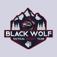 schwarz Wolf taktisch Airsoft Mannschaft Logo Design vektor