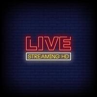 live streaming neonskyltar stil text vektor