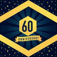 60 Jahr Jahrestag Logo Design mit Blau Twist Unendlichkeit mehrere Linie Design im Gelb Farbe Rand Vorlage Vektor Illustration