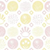 Beige und Gelb abstrakt nahtlos Muster mit Blumen- Elemente vektor