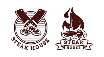 einstellen von Steak Haus Grill Grill Grill Logo Vorlage vektor