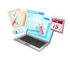 online tentamen, vektor web test e-learning illustration