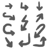 Gekritzel Pfeile Symbole Satz. Pfeil Symbol mit verschiedene Richtungen. Pfeil Richtung Hand Zeichnung. isoliert auf ein Weiß Hintergrund. Vektor Illustration