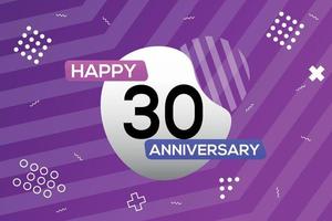 30:e år årsdag logotyp vektor design årsdag firande med färgrik geometrisk former abstrakt illustration