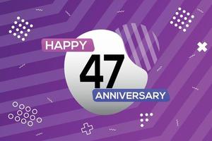 47 Jahr Jahrestag Logo Vektor Design Jahrestag Feier mit bunt geometrisch Formen abstrakt Illustration