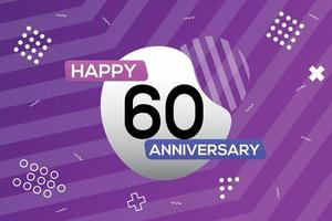 60 .. Jahr Jahrestag Logo Vektor Design Jahrestag Feier mit bunt geometrisch Formen abstrakt Illustration