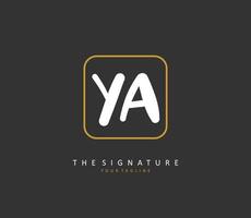 ya första brev handstil och signatur logotyp. en begrepp handstil första logotyp med mall element. vektor