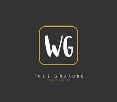 wg första brev handstil och signatur logotyp. en begrepp handstil första logotyp med mall element. vektor