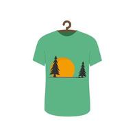 grön t-shirt med en fantastisk solnedgång natur. unisex- skjorta vektor illustration